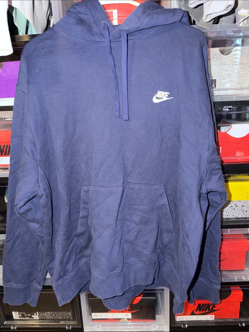 Nike Navy Blue Hoodie with White Swoosh